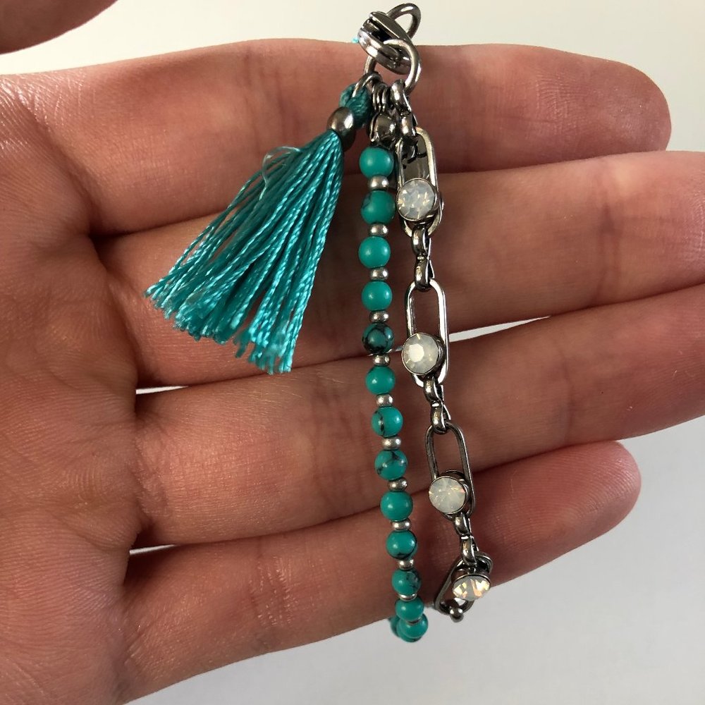 Chloe + Isabel Turquoise Tassel + Chain Bracelet